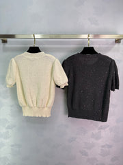 Puff sleeve knitted short sleeves