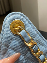 Drawstring denim bucket bag
