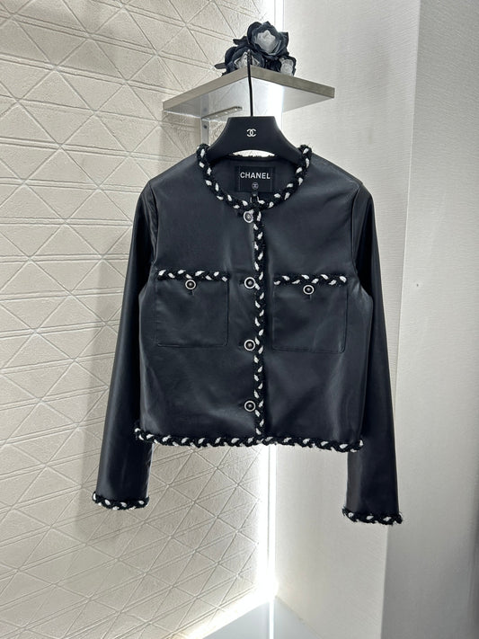 Braided leather jacket