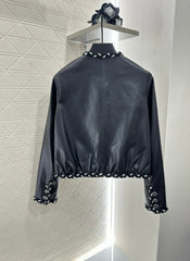 Braided leather jacket