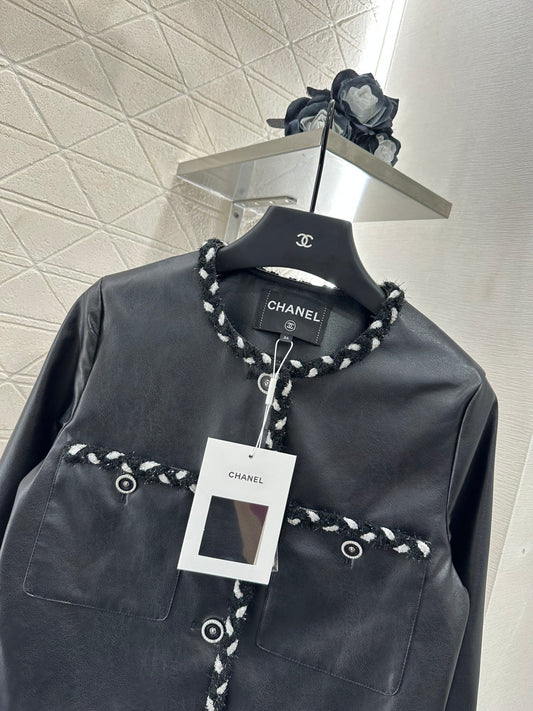 Braided leather jacket