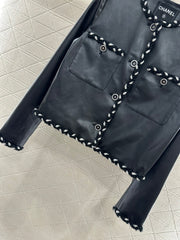 Braided leather jacket