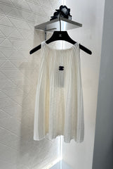 Halter neck pleated knitted vest