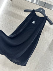 Halter neck pleated knitted vest
