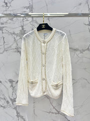 Hand-Strapped Sequined Knit Cardigan