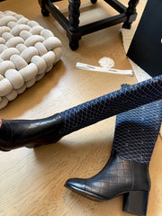Chain block heel boots