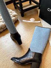 Chain block heel boots