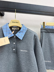 Plaid Color-Contrast Patchwork Set
