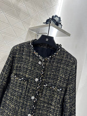 Round-neck dress jacket with beaded hem