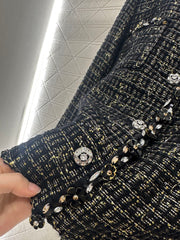 Round-neck dress jacket with beaded hem