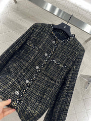 Round-neck dress jacket with beaded hem