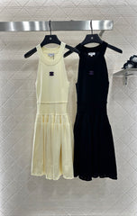 Halter Neck, Cold Shoulder Knit Vest Dress