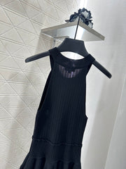 Halter Neck, Cold Shoulder Knit Vest Dress