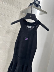 Halter Neck, Cold Shoulder Knit Vest Dress