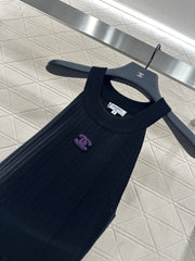 Halter Neck, Cold Shoulder Knit Vest Dress