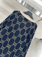 V-Neck Diamond Jacquard Knit Cardigan
