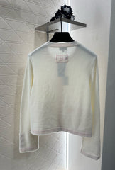 Contrast-color knit cardigan