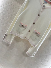 Contrast-color knit cardigan