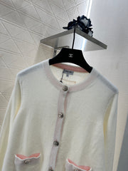 Contrast-color knit cardigan