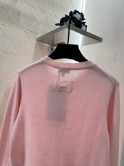 Contrast-color knit cardigan