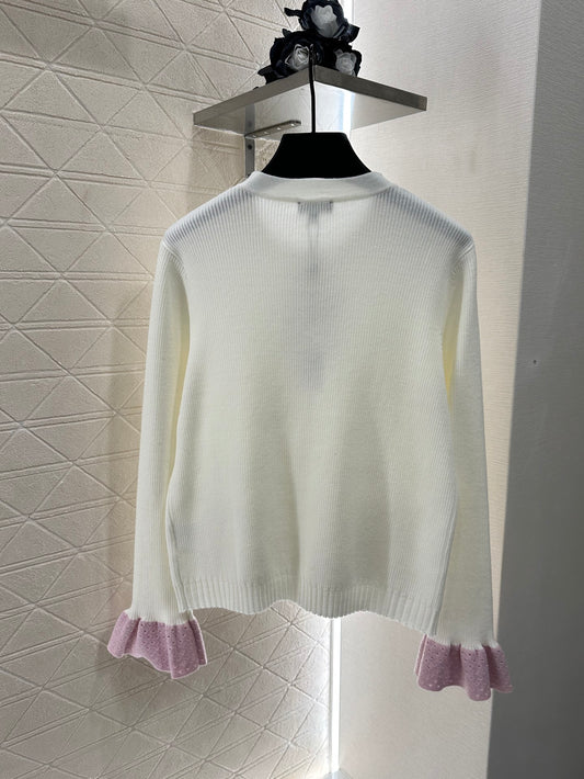 Contrast-Pattern Knit Cardigan