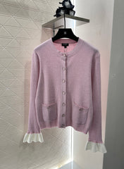 Contrast-Pattern Knit Cardigan