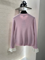 Contrast-Pattern Knit Cardigan