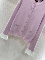 Contrast-Pattern Knit Cardigan