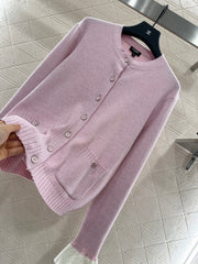 Contrast-Pattern Knit Cardigan