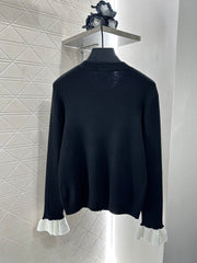 Contrast-Pattern Knit Cardigan