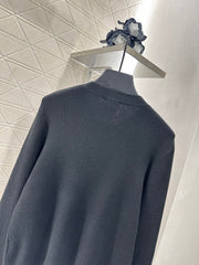 Contrast-Pattern Knit Cardigan