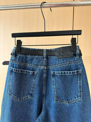 Double-Pocket Decorative Jeans [With Belt]