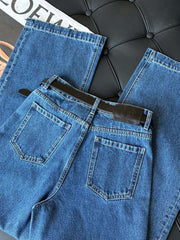 Double-Pocket Decorative Jeans [With Belt]