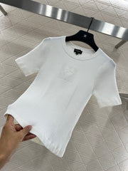 Heart-shaped knitted short-sleeved shirt