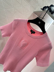 Heart-shaped knitted short-sleeved shirt
