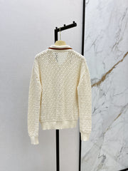 Hand-crocheted jacket with vintage suede patchwork