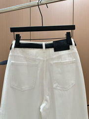 Double-pocket embellished jeans [with belt]