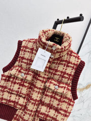 Ski Tweed Plaid Down Vest
