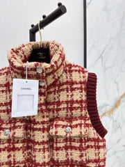 Ski Tweed Plaid Down Vest