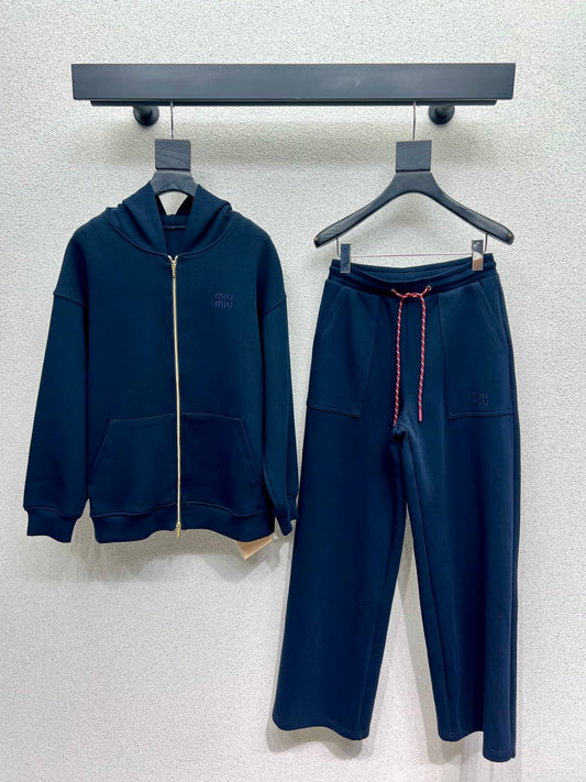 Casual hooded sweatshirt + trousers sports suit