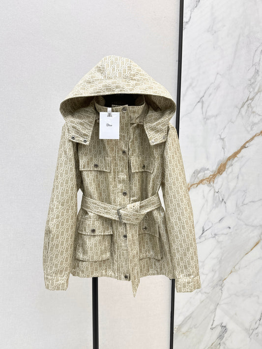 Hooded mid-length jacket