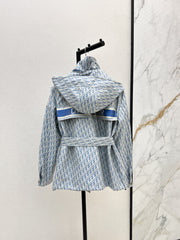 Hooded mid-length jacket