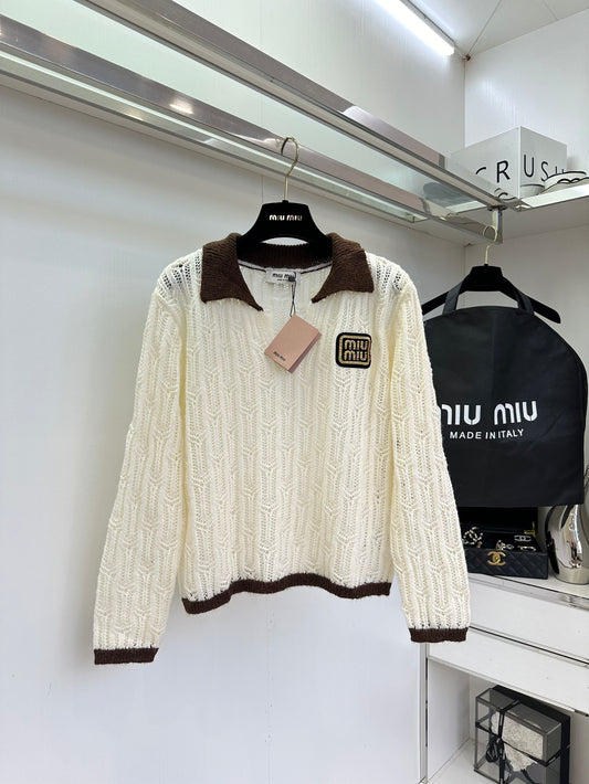 Contrast Color Small Lapel Cardigan