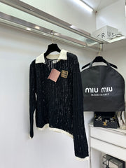 Contrast Color Small Lapel Cardigan