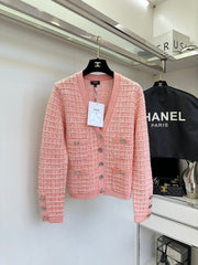Colorful Flower Yarn Knitted V-Neck Cardigan