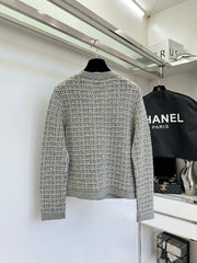 Colorful Flower Yarn Knitted V-Neck Cardigan