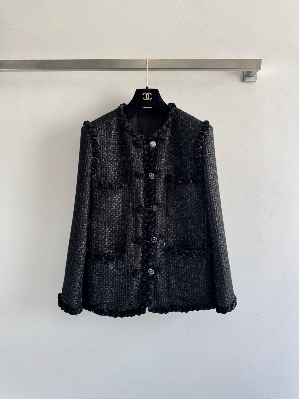 Vintage velvet braided patchwork tweed jacket