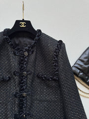 Vintage velvet braided patchwork tweed jacket