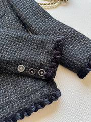 Vintage velvet braided patchwork tweed jacket