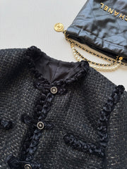 Vintage velvet braided patchwork tweed jacket